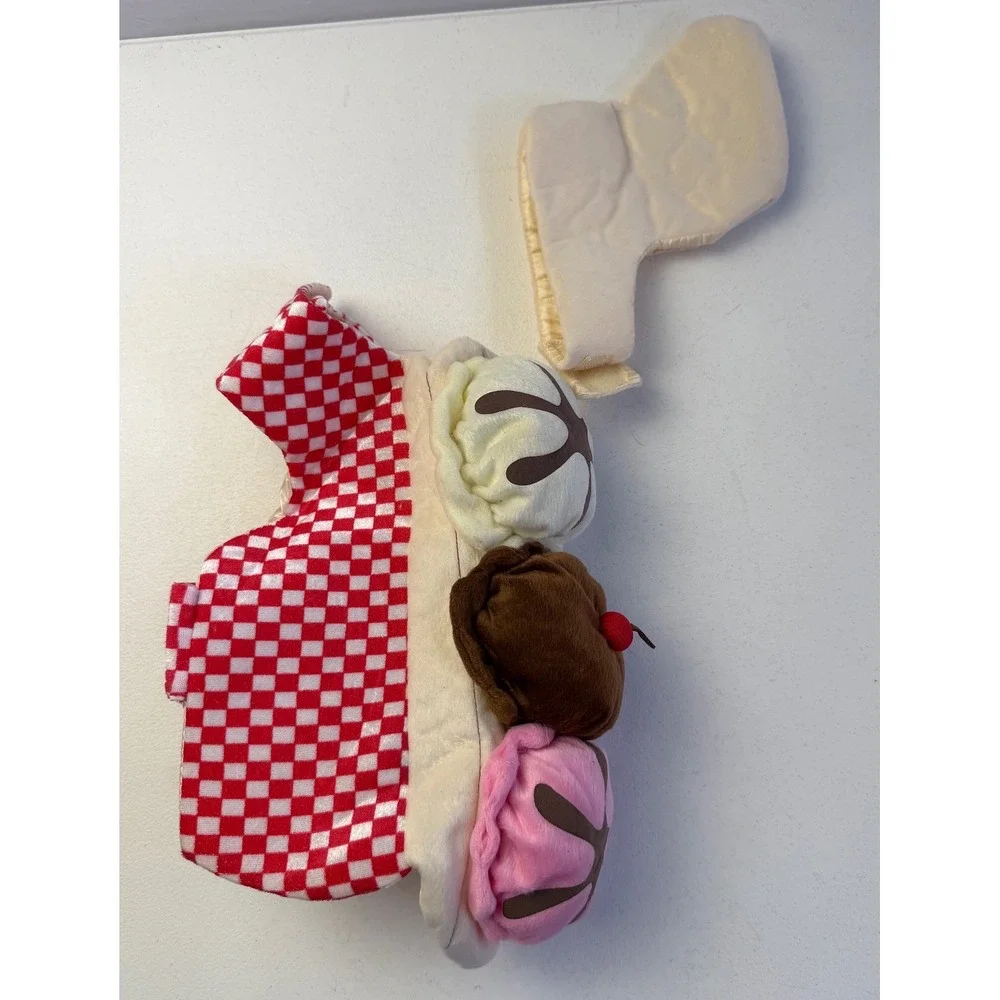 Small Ice Cream Sundae Pet Dog Costume Red White Checkered Halloween Whimsical